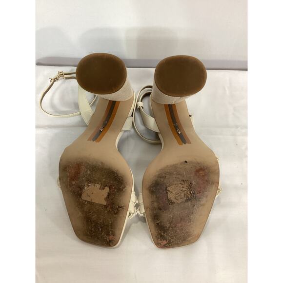 Sam Edelman White 'Kia' Beads Linen / Faux Leather Sandal Size 8.5 - Picture 5 of 5